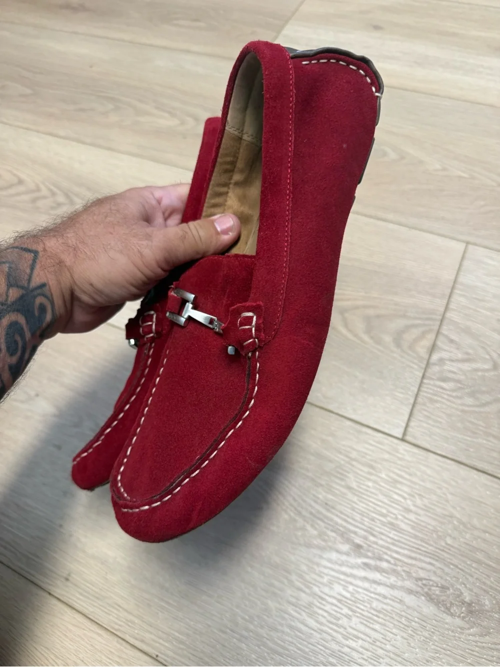 Alfani James Red Suede Bit Driving Loafers Men’s Size 11.5